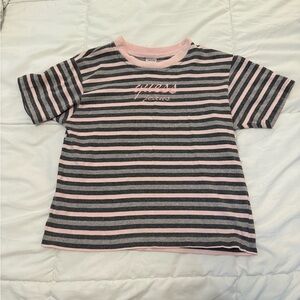 Guess vintage kids XL Pink and Black Striped T-Shirt 100% cotton